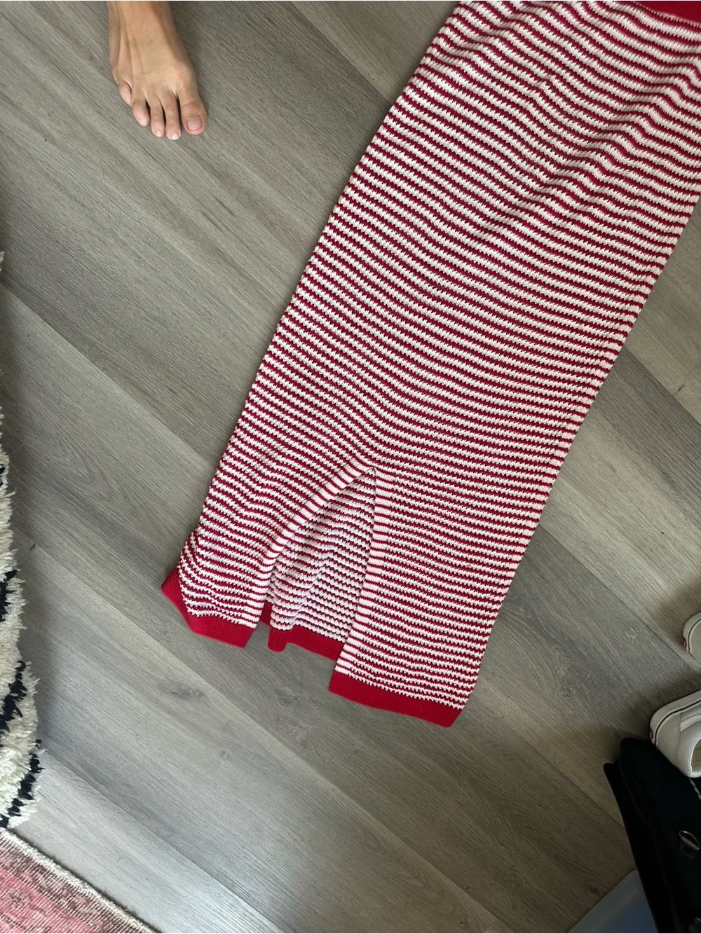 Amazon Red and White Striped Knit Maxi Two-Piece